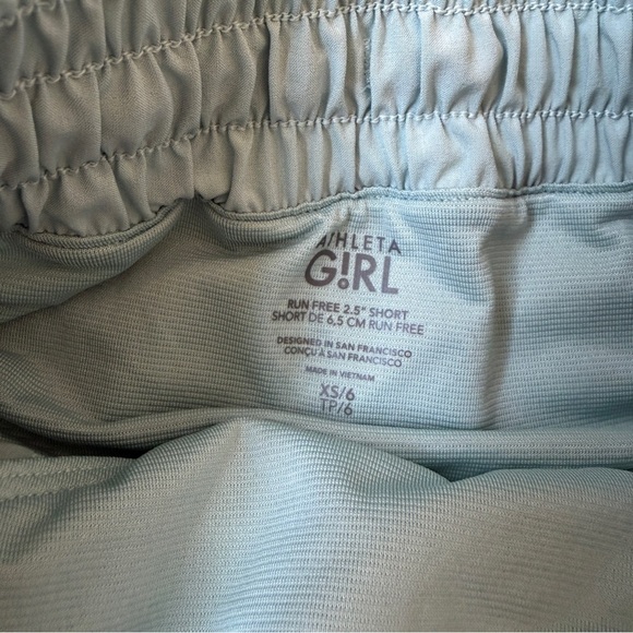 Athleta Girl Run Free Shorts 2,5” XS 6 Mint Sage Green Lined Athletic Youth*L29 - Picture 3 of 3